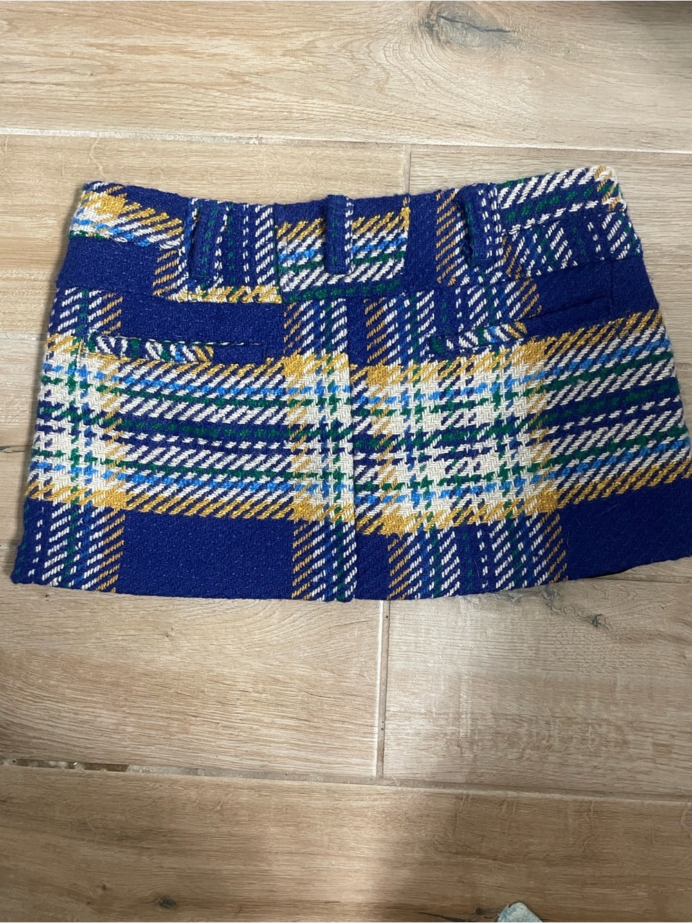 Free People Navy Combo Textured Plaid Mini Skirt Size 6 NWT $128 - Picture 3 of 6